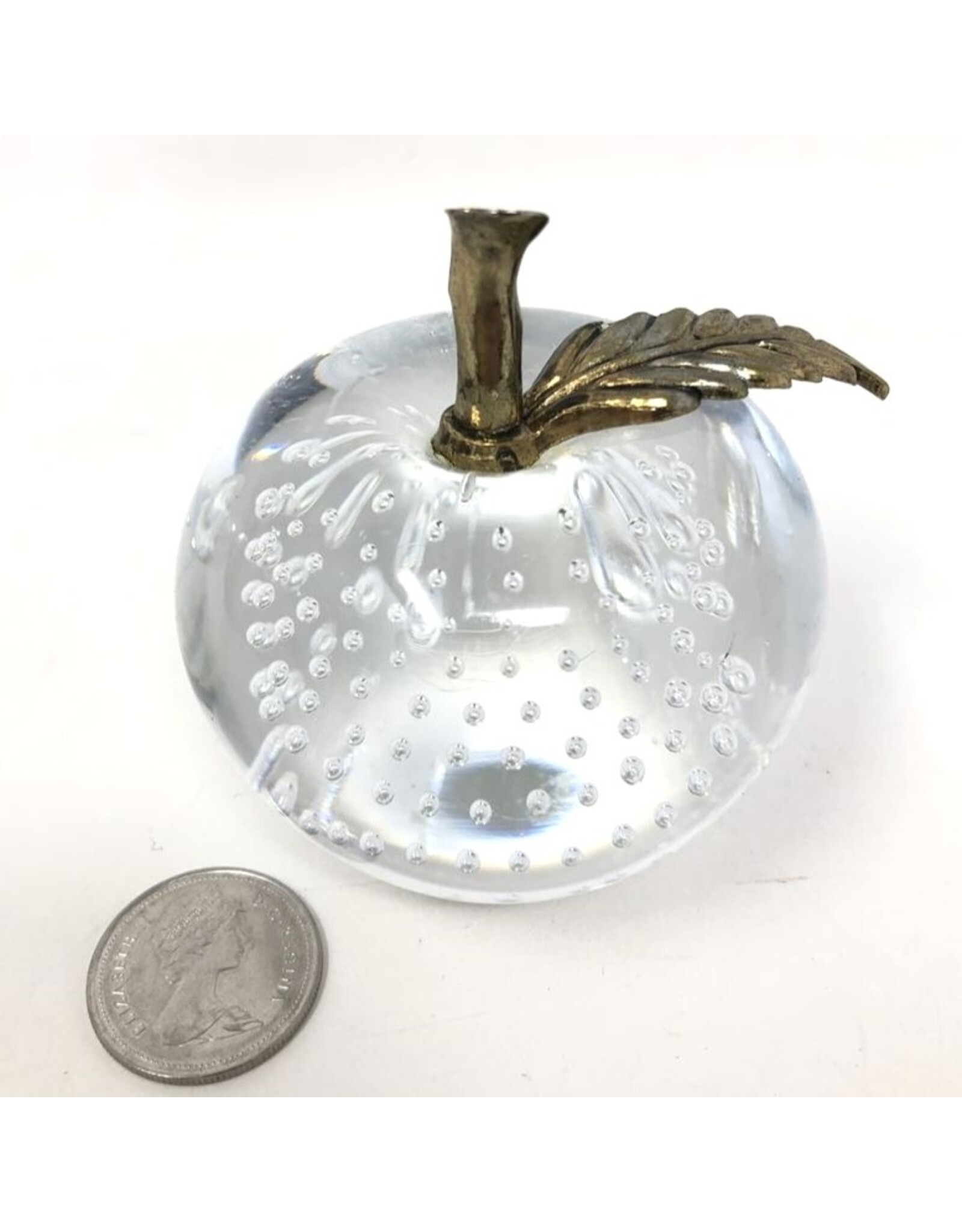 Paperweight - glass apple, suspended bubbles