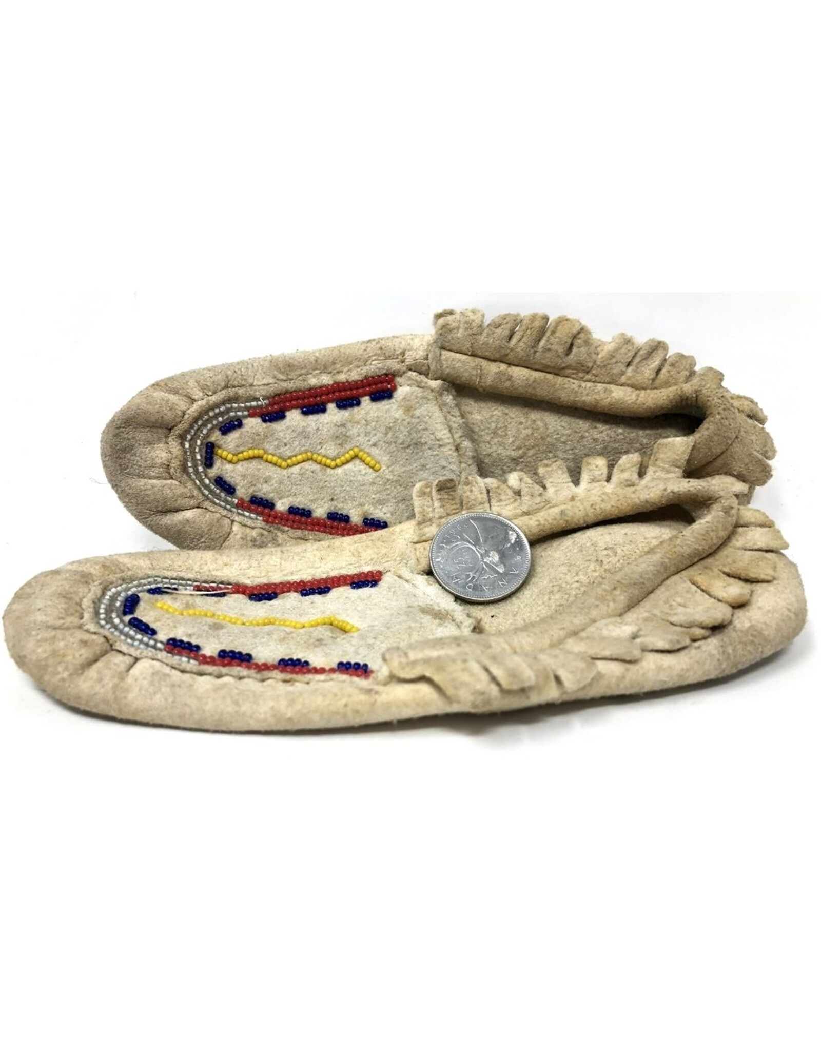 Moccasins - child's leather moccasins with simple beading