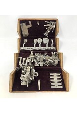 Singer box - folding wooden box with sewing machine parts