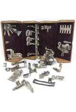 Singer box - folding wooden box with sewing machine parts
