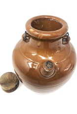 Crock - jug, brown glaze, spout, corks