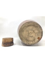 Crock - jug, brown glaze, spout, corks