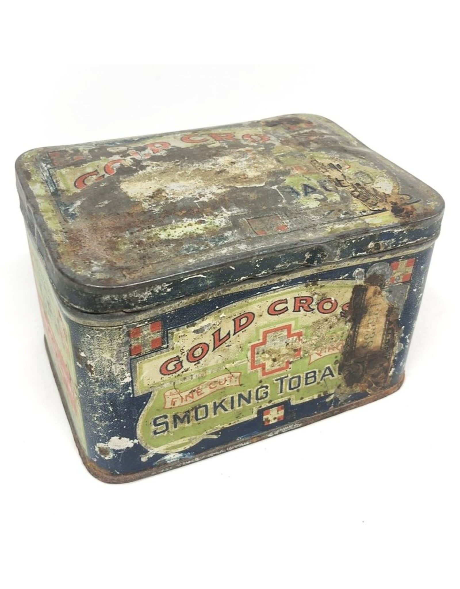 Tobacco tin - Gold Cross Smoking Tobacco, rustic condition