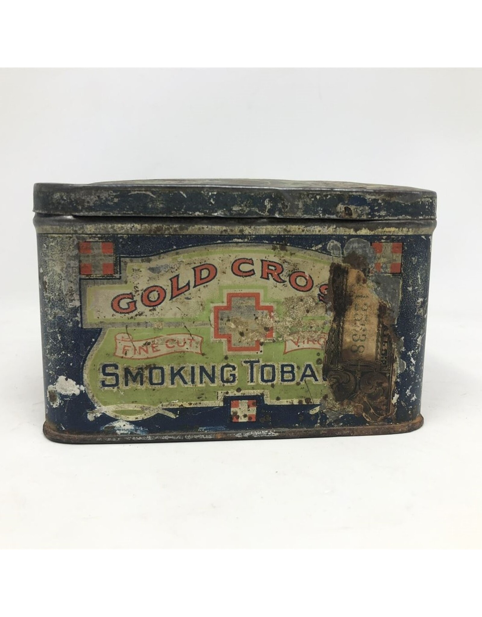 Tobacco tin - Gold Cross Smoking Tobacco, rustic condition