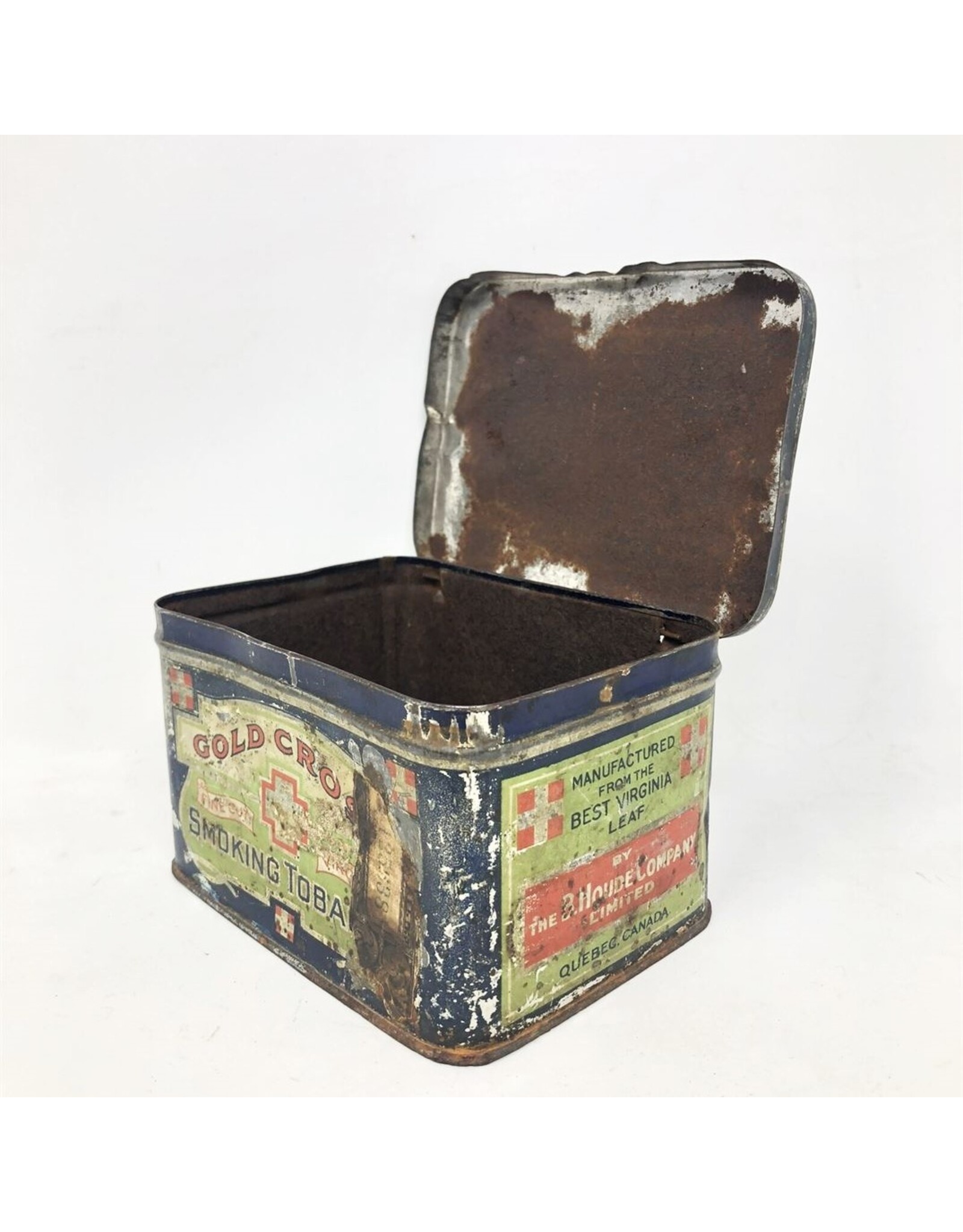 Tobacco tin - Gold Cross Smoking Tobacco, rustic condition