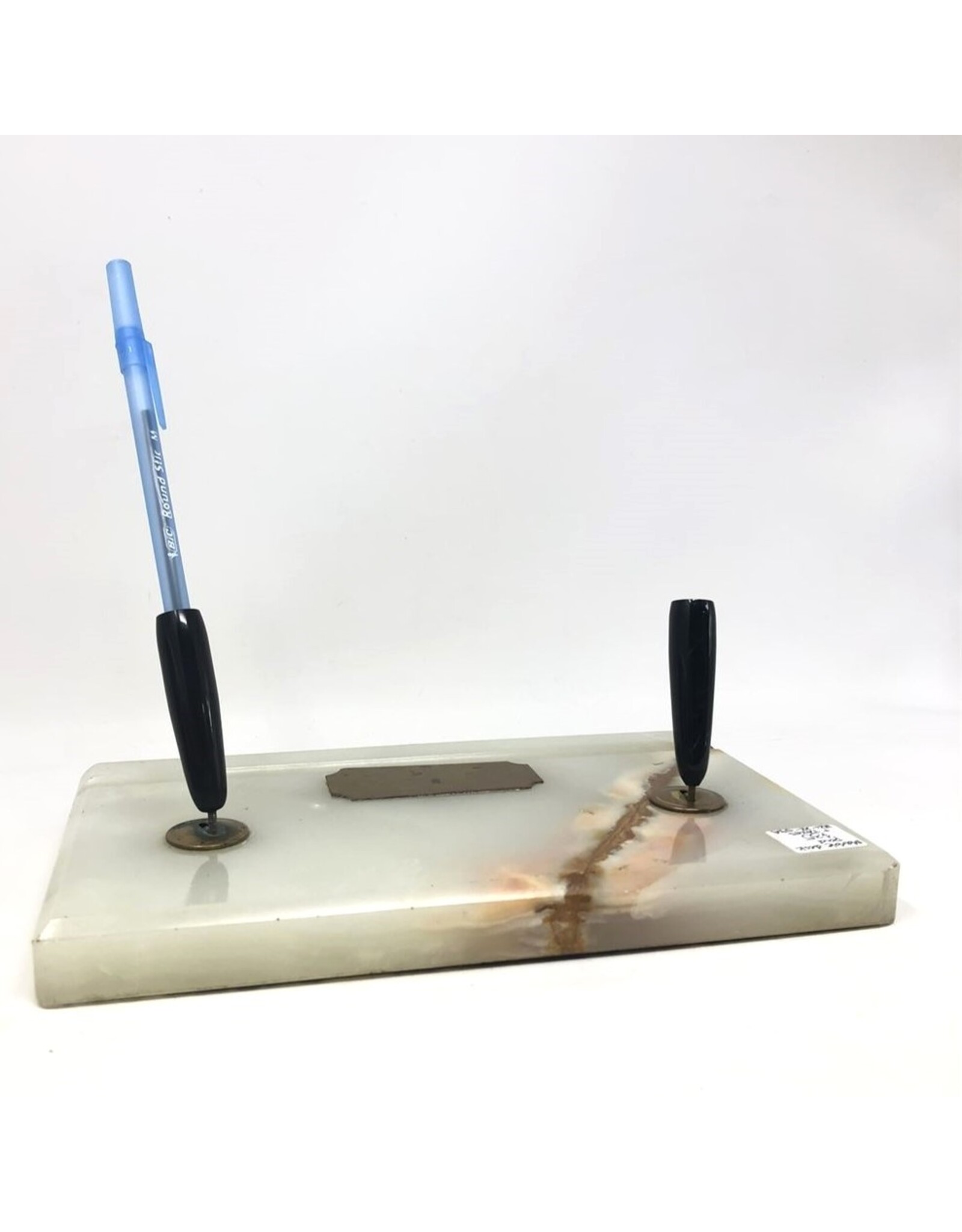 Marble desk pad pen holder