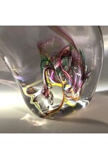 Paperweight - glass irregular pink green DNS89