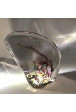 Paperweight - glass irregular pink green DNS89