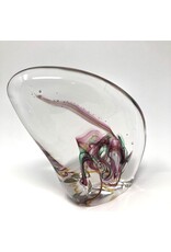 Paperweight - glass irregular pink green DNS89