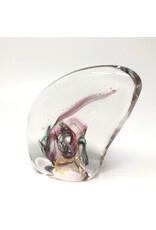 Paperweight - glass irregular pink green DNS89