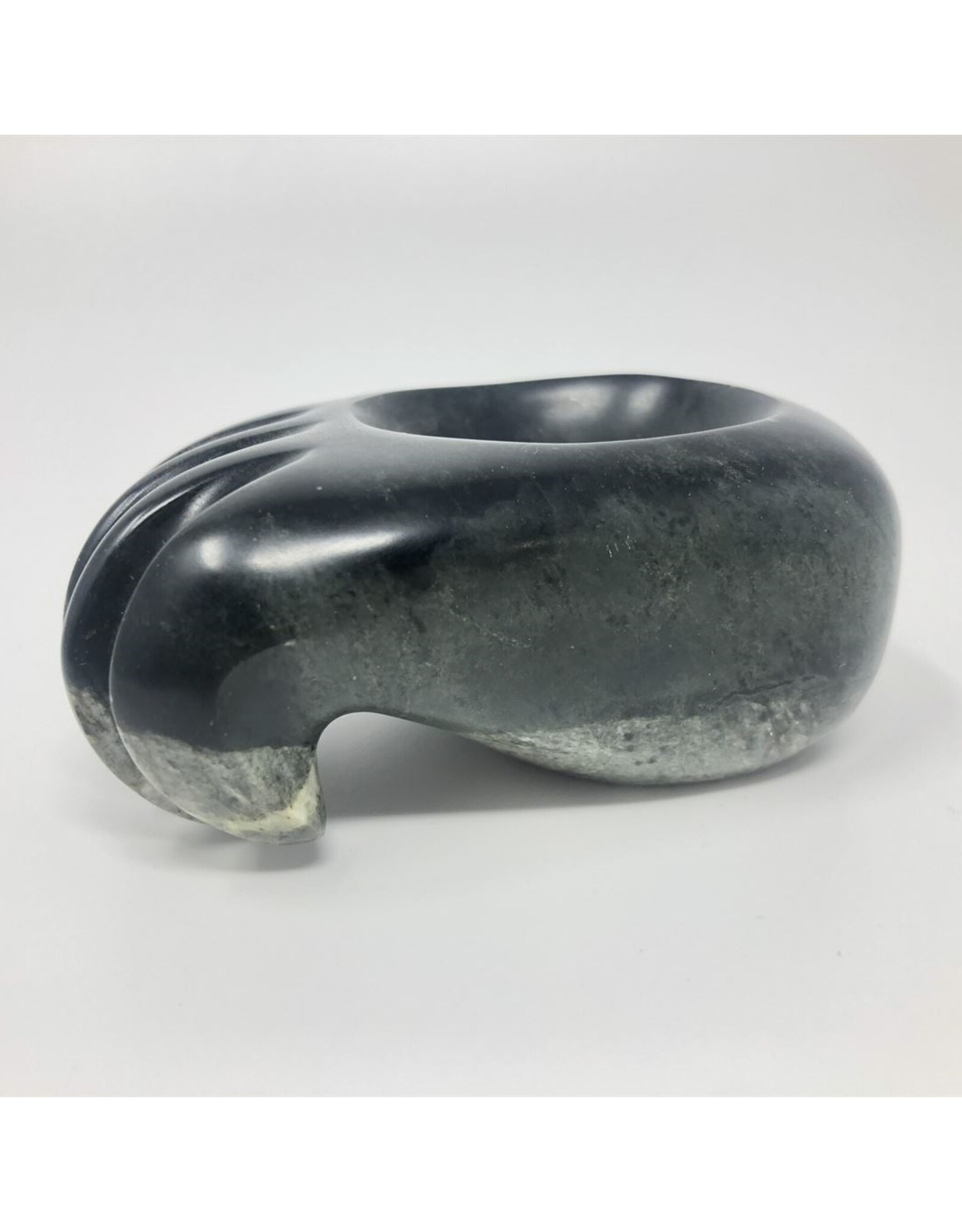 Carved stone paw bowl signed Fred Sampson 96