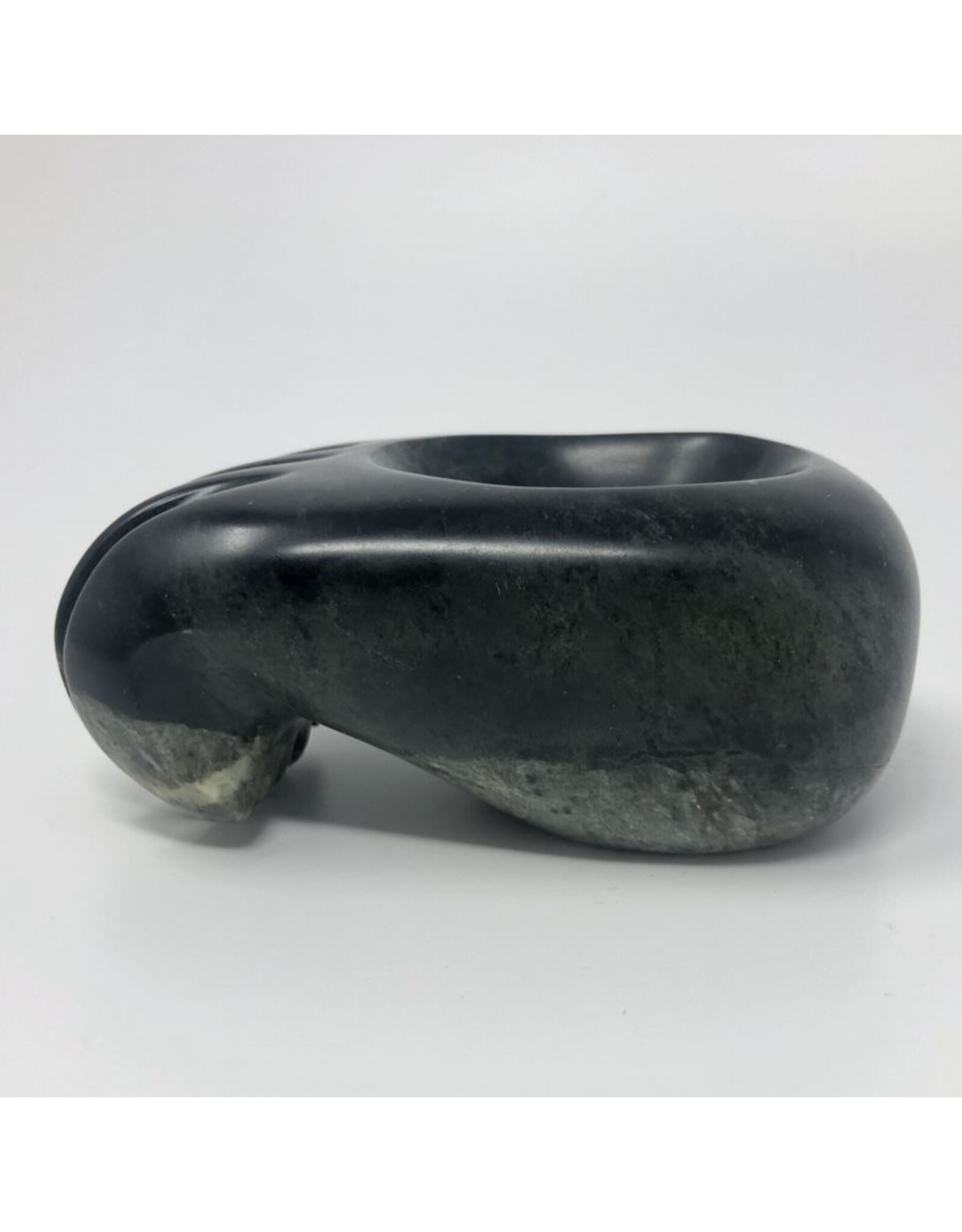 Carved stone paw bowl signed Fred Sampson 96