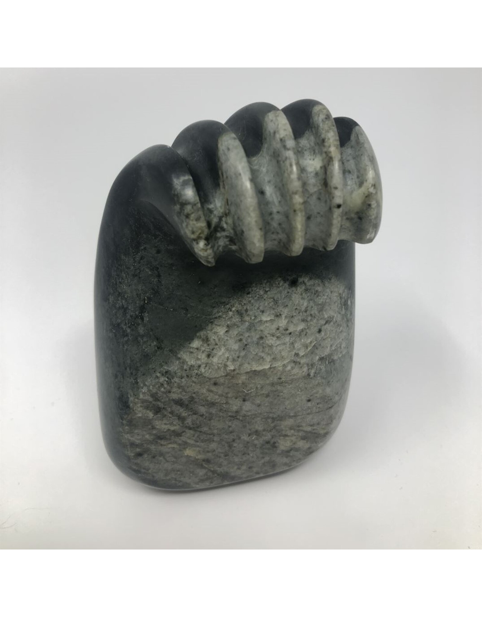 Carved stone paw bowl signed Fred Sampson 96