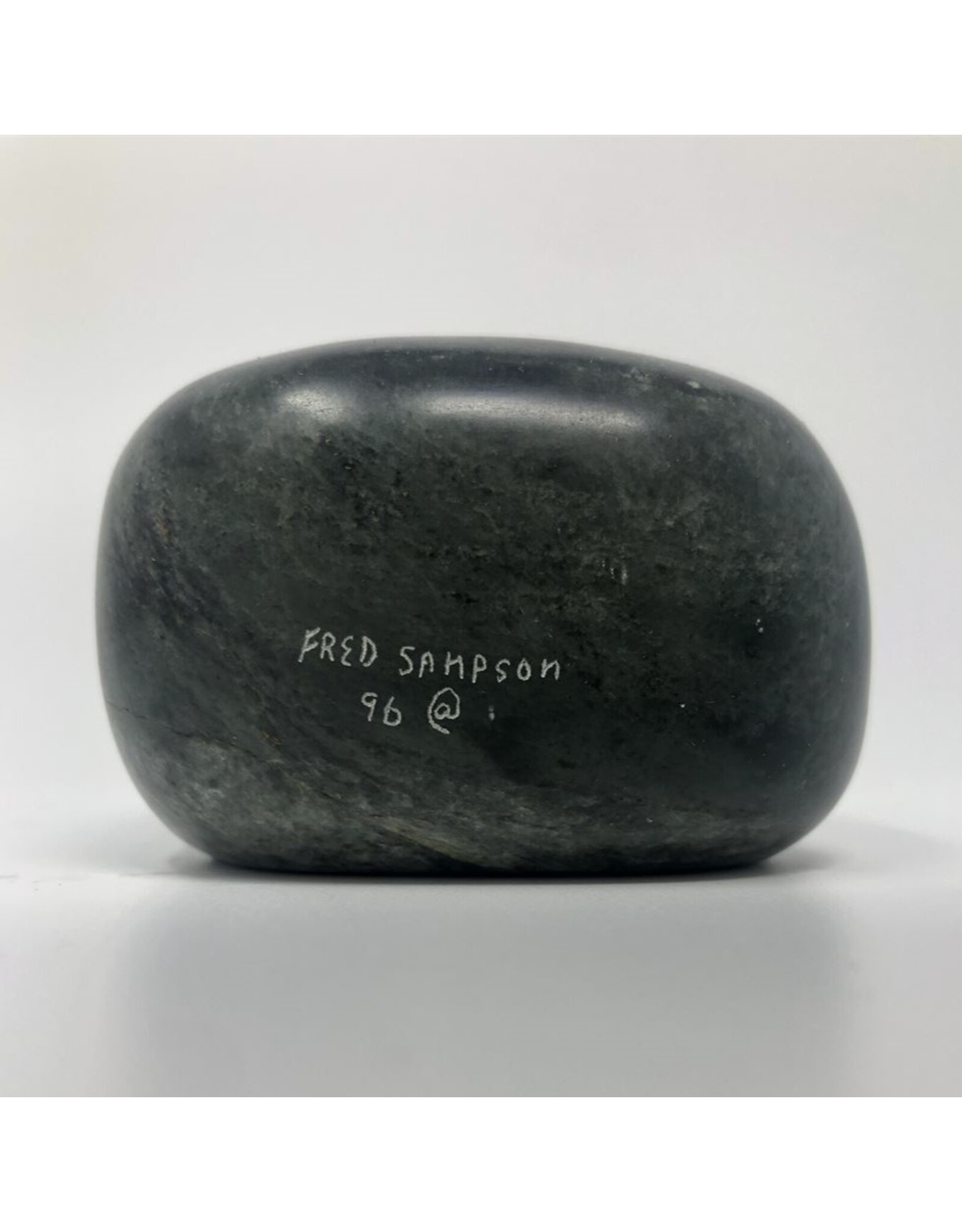 Carved stone paw bowl signed Fred Sampson 96
