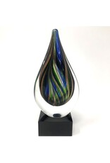 Teardrop art glass on stand