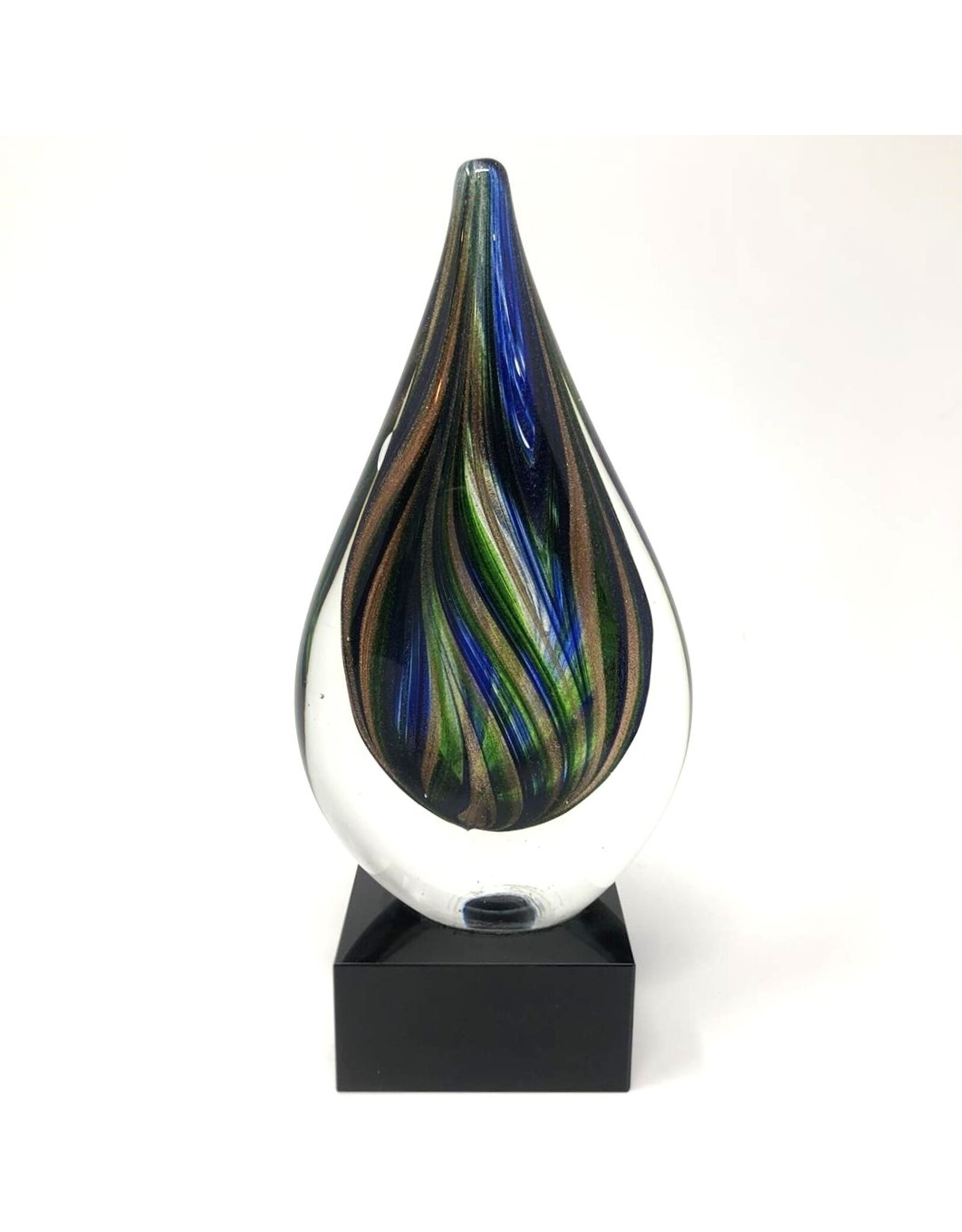 Teardrop art glass on stand
