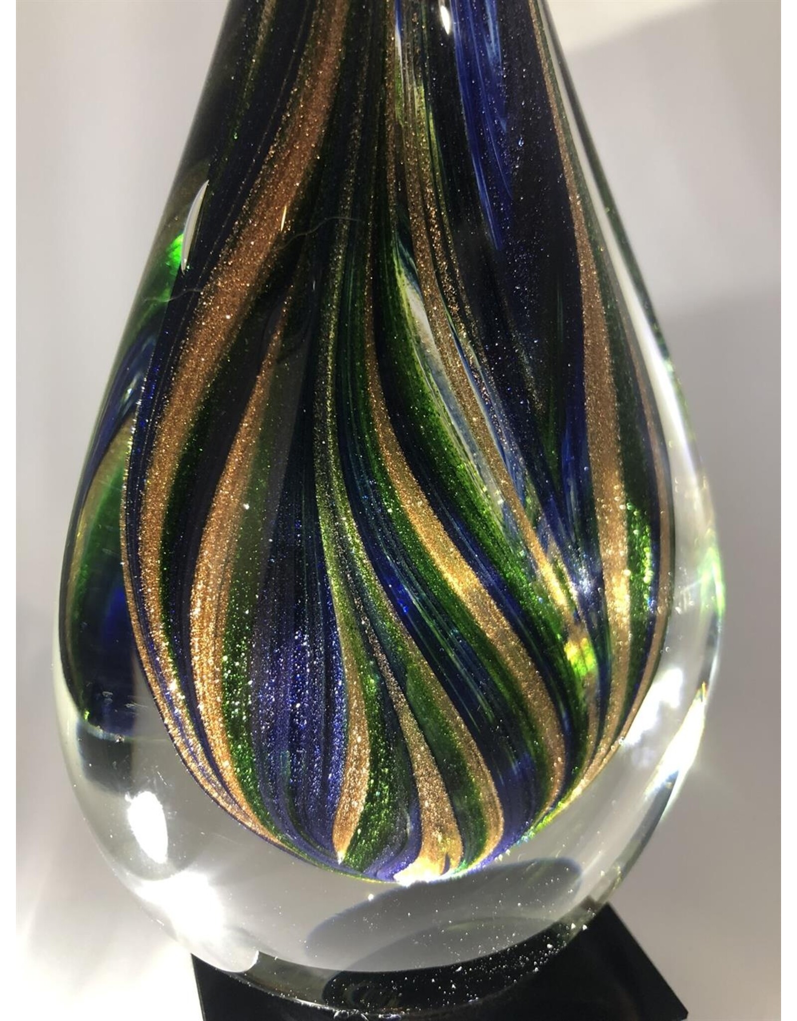 Teardrop art glass on stand