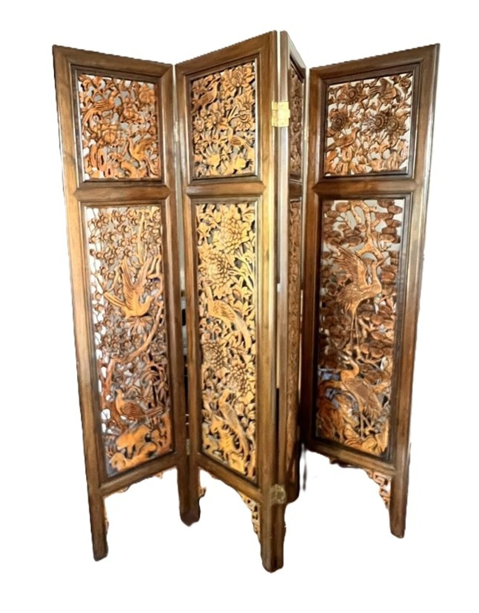Wooden folding screen