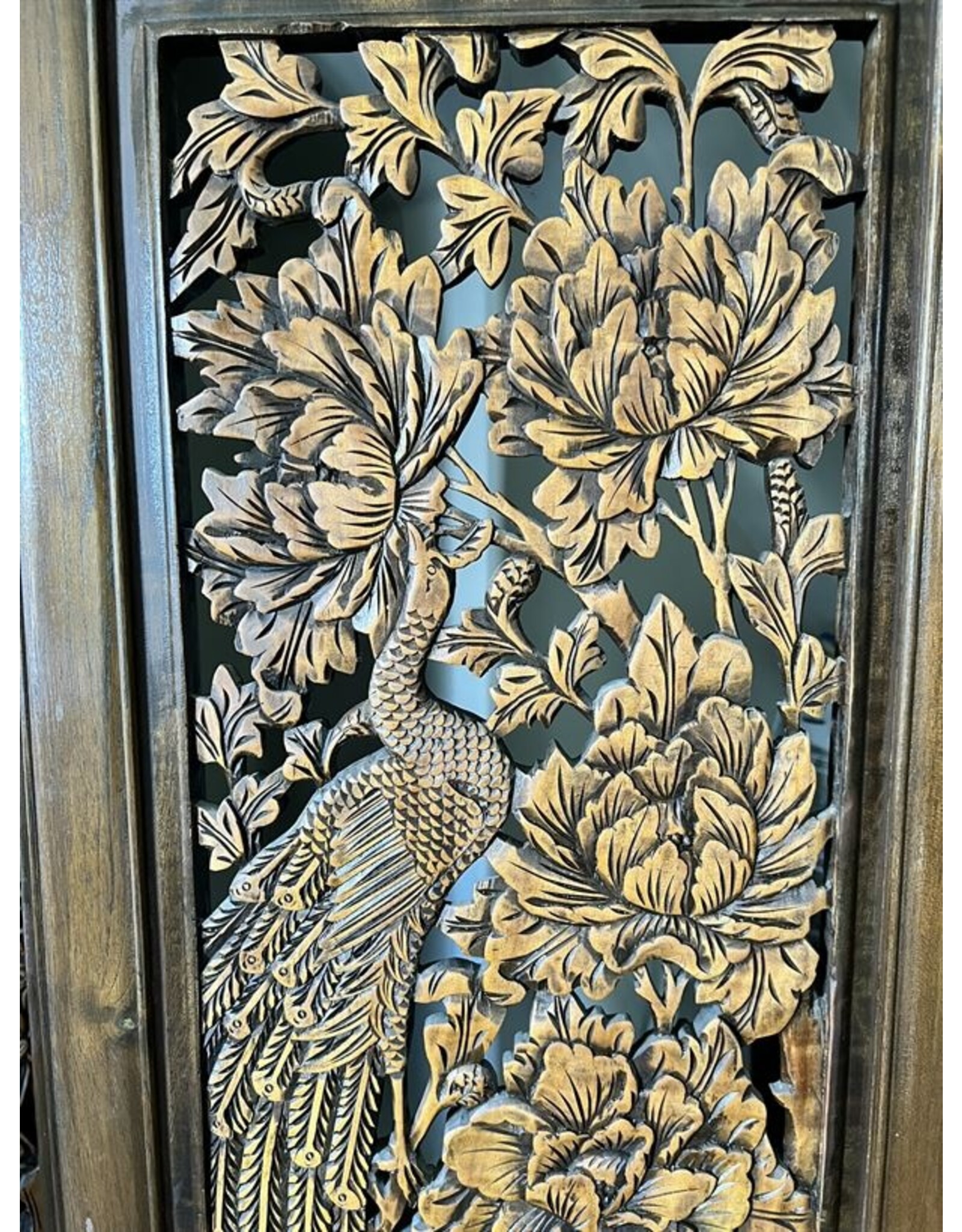 Wooden folding screen