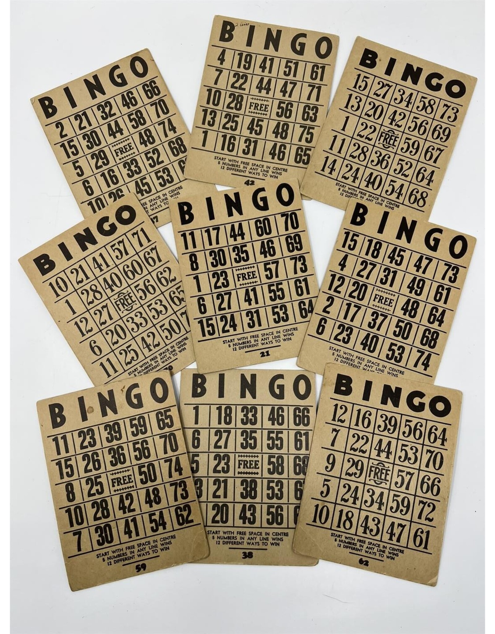 Vintage bingo cards