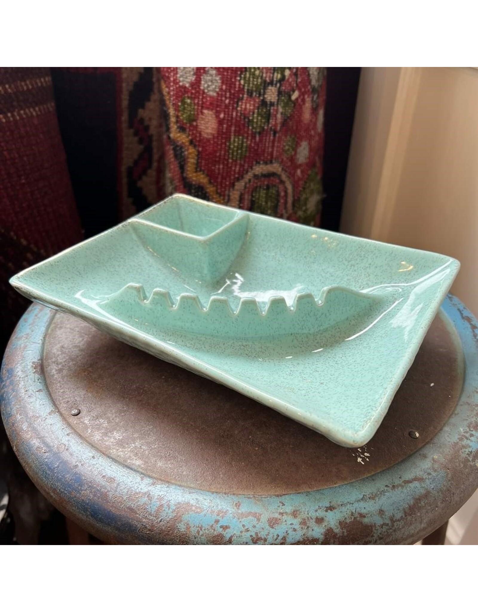 Ashtray - MCM California Original pottery blue/aqua gold speckle