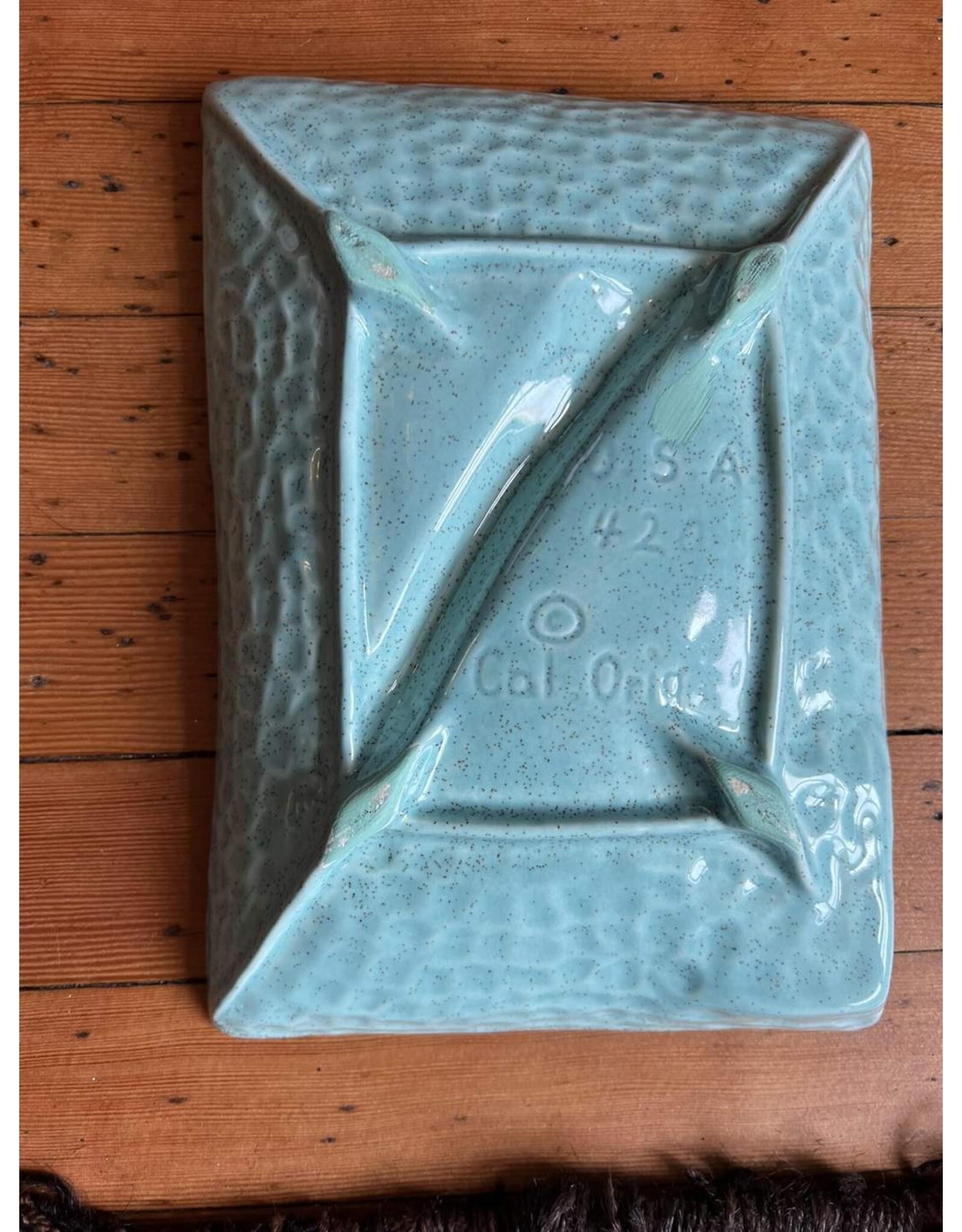 Ashtray - MCM California Original pottery blue/aqua gold speckle