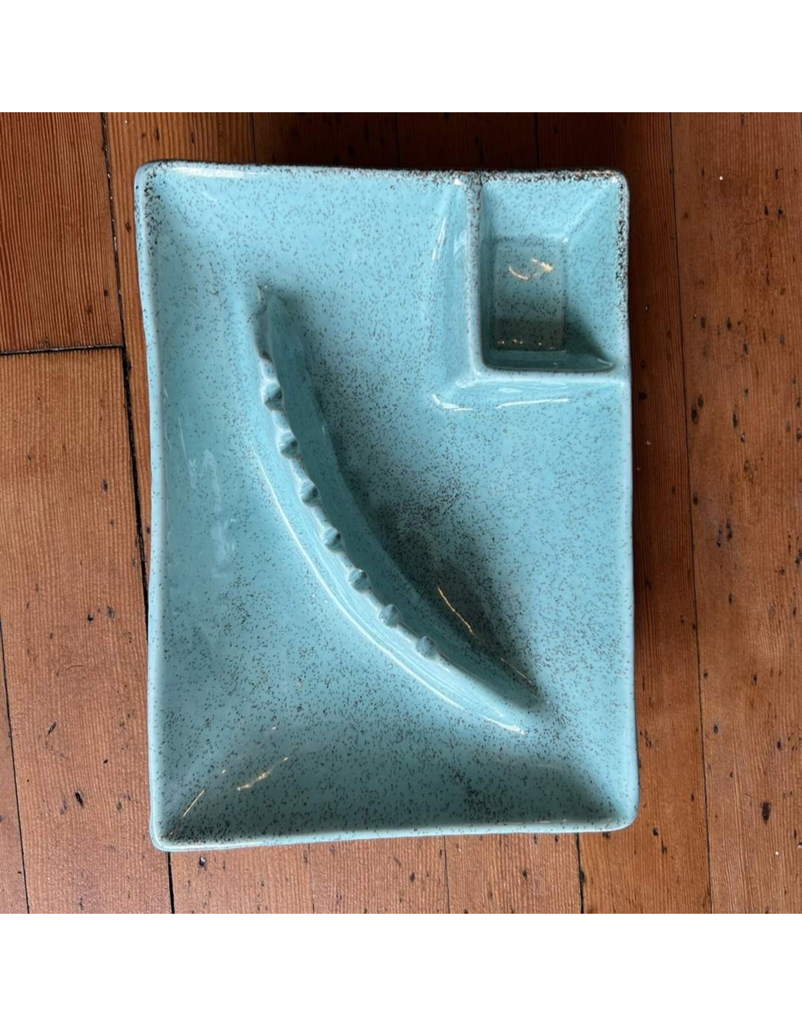 Ashtray - MCM California Original pottery blue/aqua gold speckle