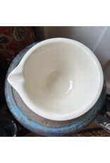 Mixing bowl with spout - heavy stoneware exterior pitting scalloped outside