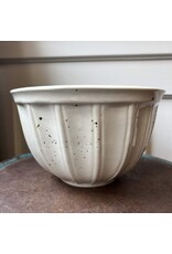 Mixing bowl with spout - heavy stoneware exterior pitting scalloped outside