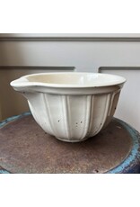 Mixing bowl with spout - heavy stoneware exterior pitting scalloped outside