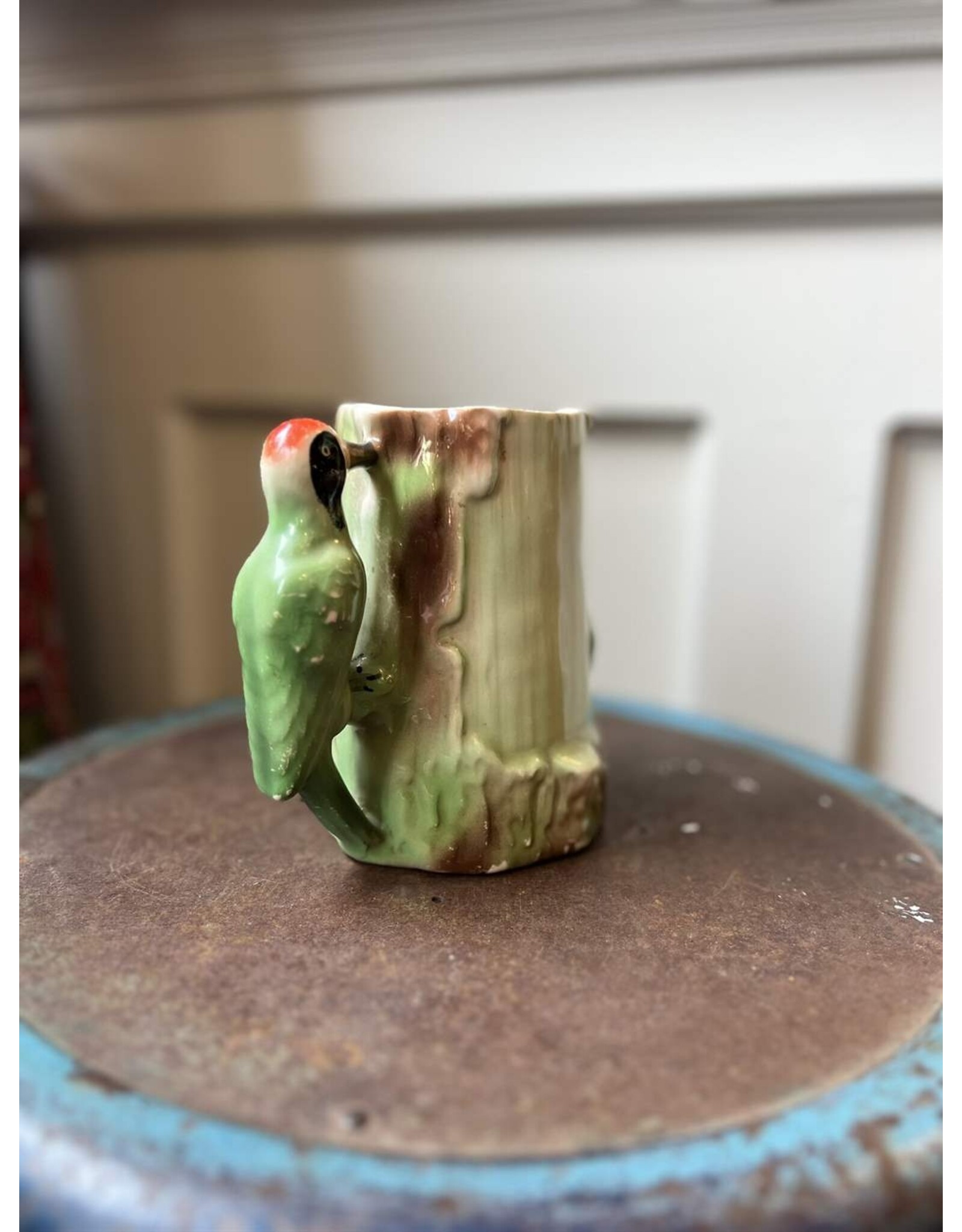 Pitcher - Vintage Czech pottery woodpecker