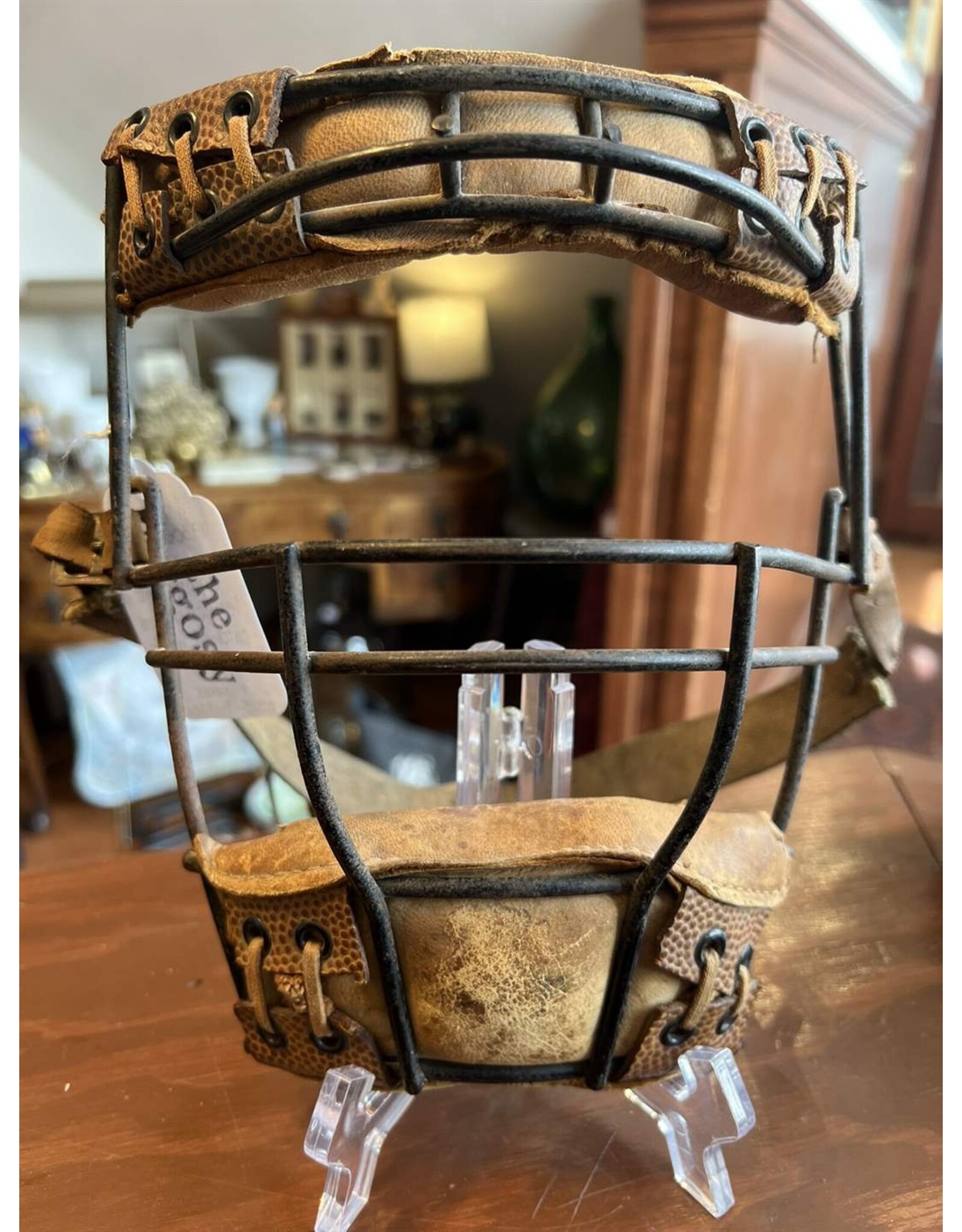 Antique leather catcher's mask