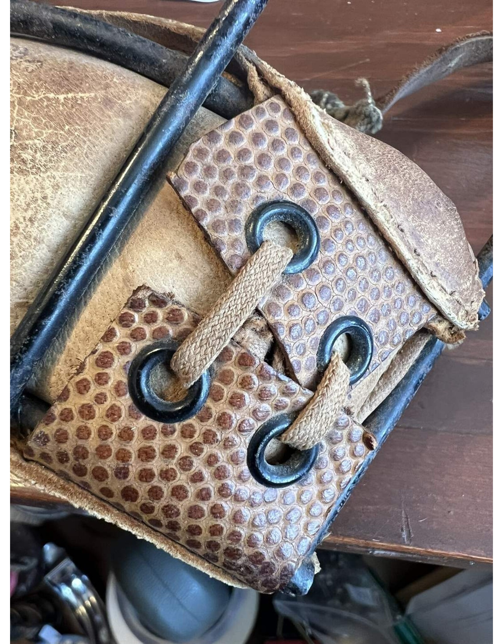 Antique leather catcher's mask