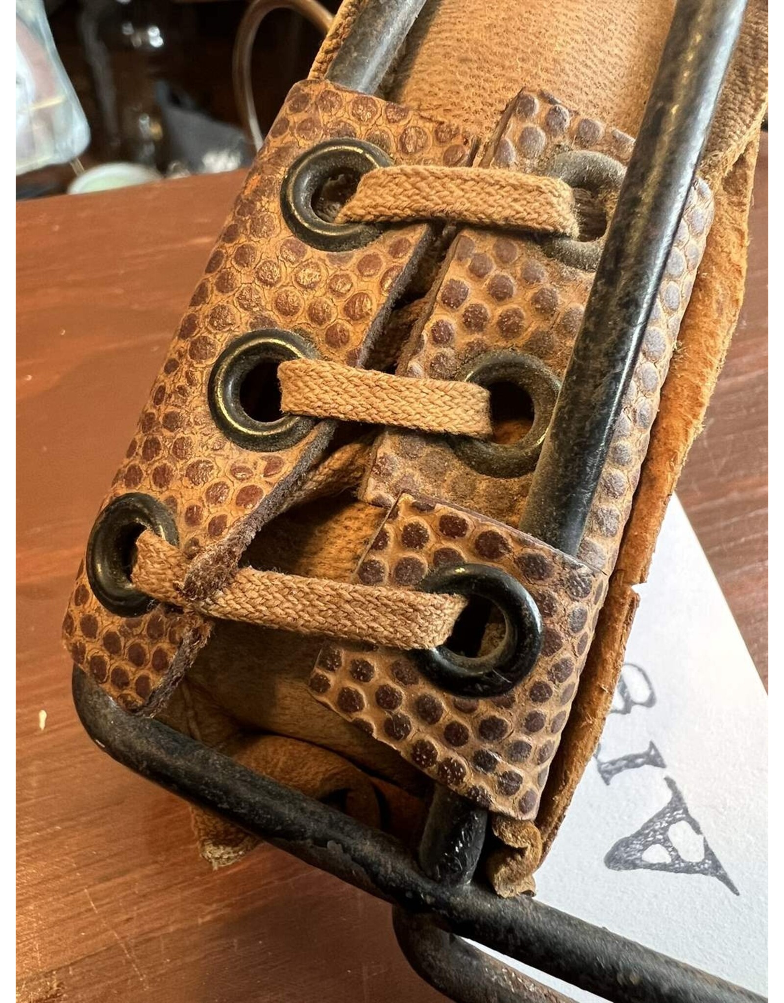 Antique leather catcher's mask