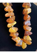 Necklace - amber polished rough chunks, some egg yolk, 38g, 22"