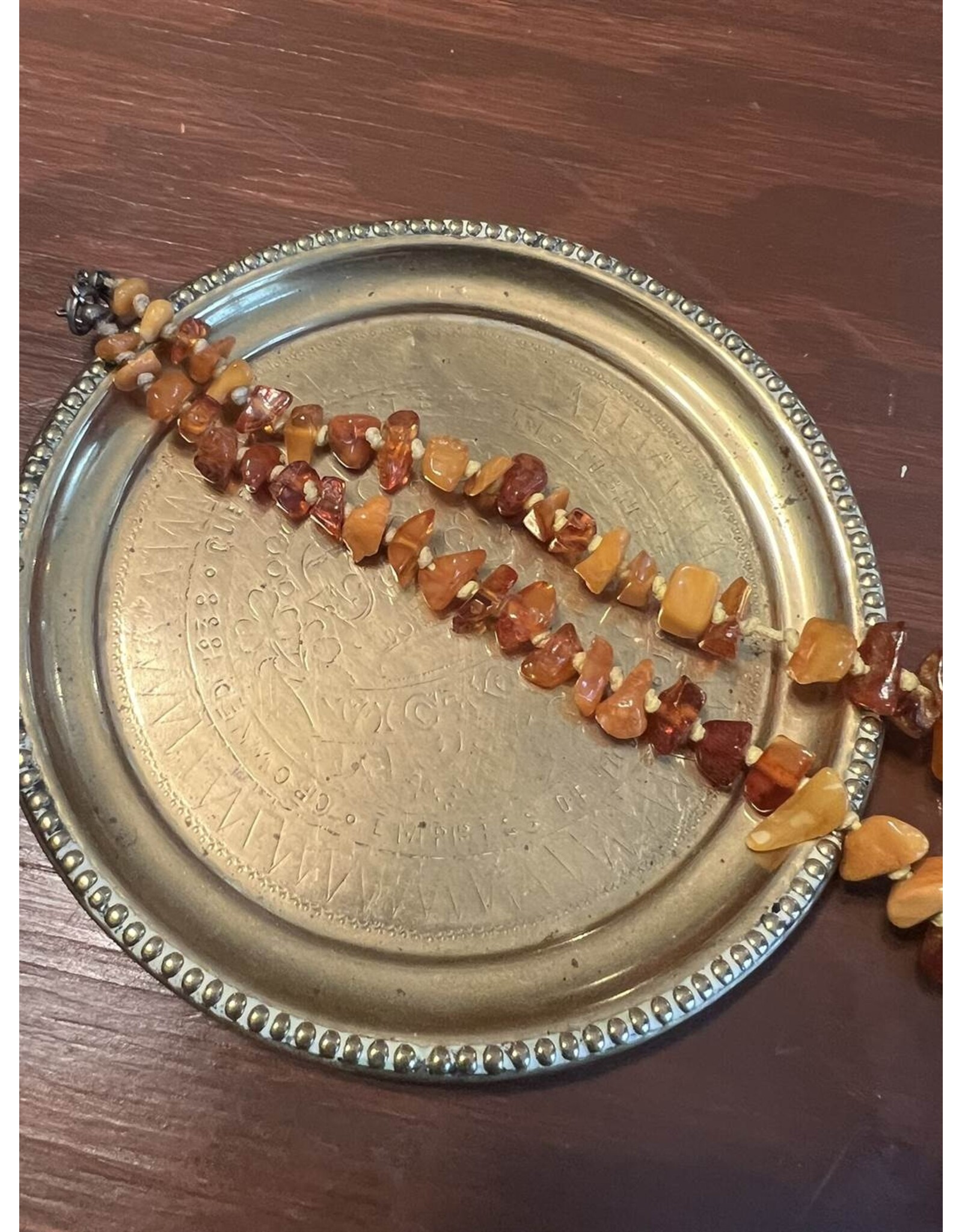 Necklace - amber polished rough chunks, some egg yolk, 38g, 22"