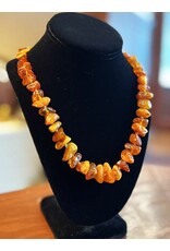 Necklace - amber polished rough chunks, some egg yolk, 38g, 22"