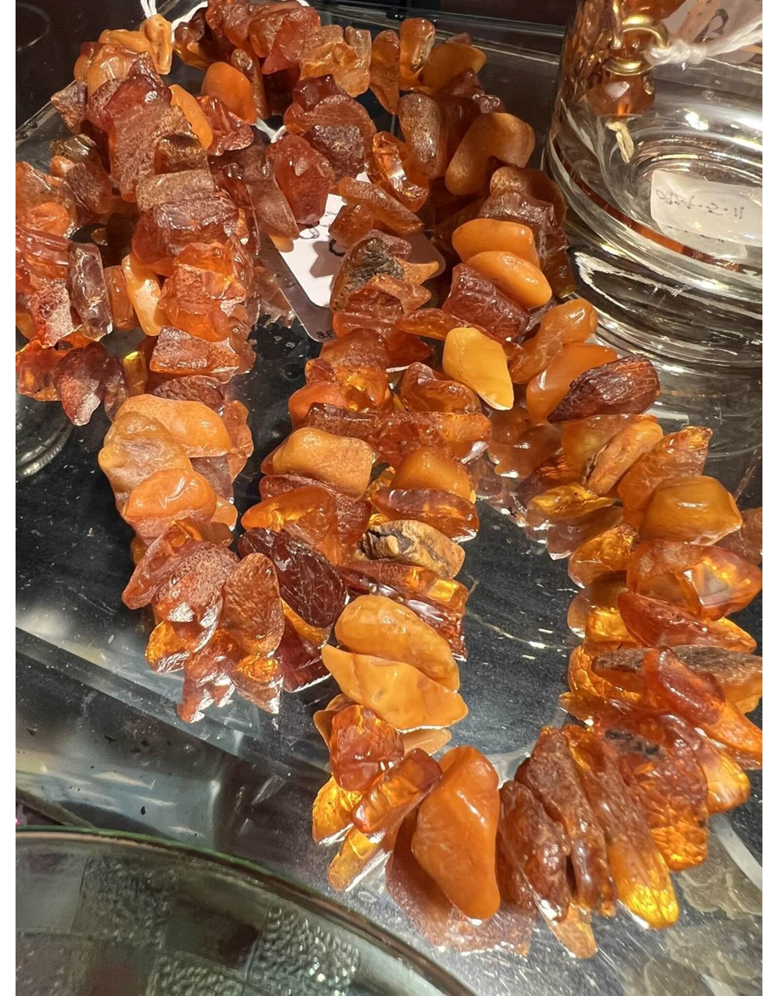 Necklace - rustic amber, some egg yolk, 88g, 15" drop