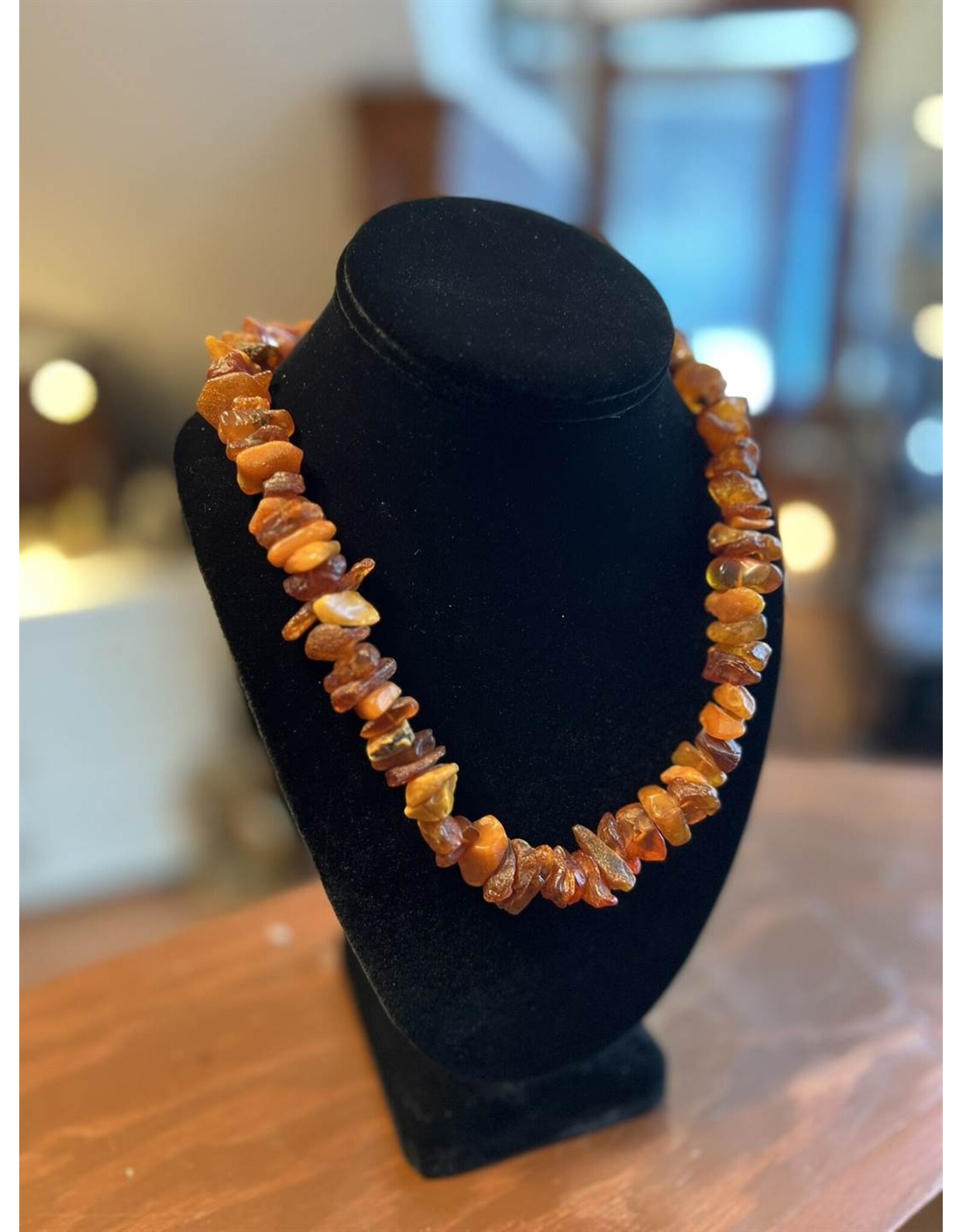Necklace - rustic amber, some egg yolk, 88g, 15" drop