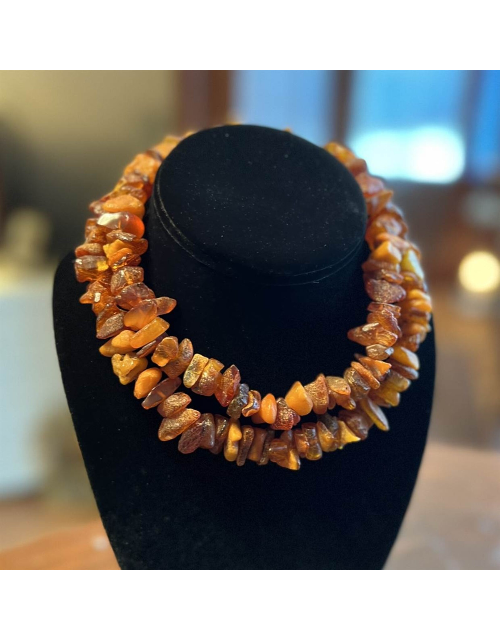 Necklace - rustic amber, some egg yolk, 88g, 15" drop