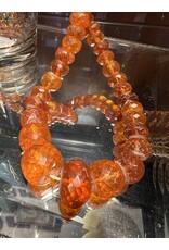 Necklace - rustic faceted amber, no clasp, 77g, 24" long