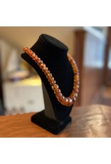 Necklace - rustic faceted amber, no clasp, 77g, 24" long