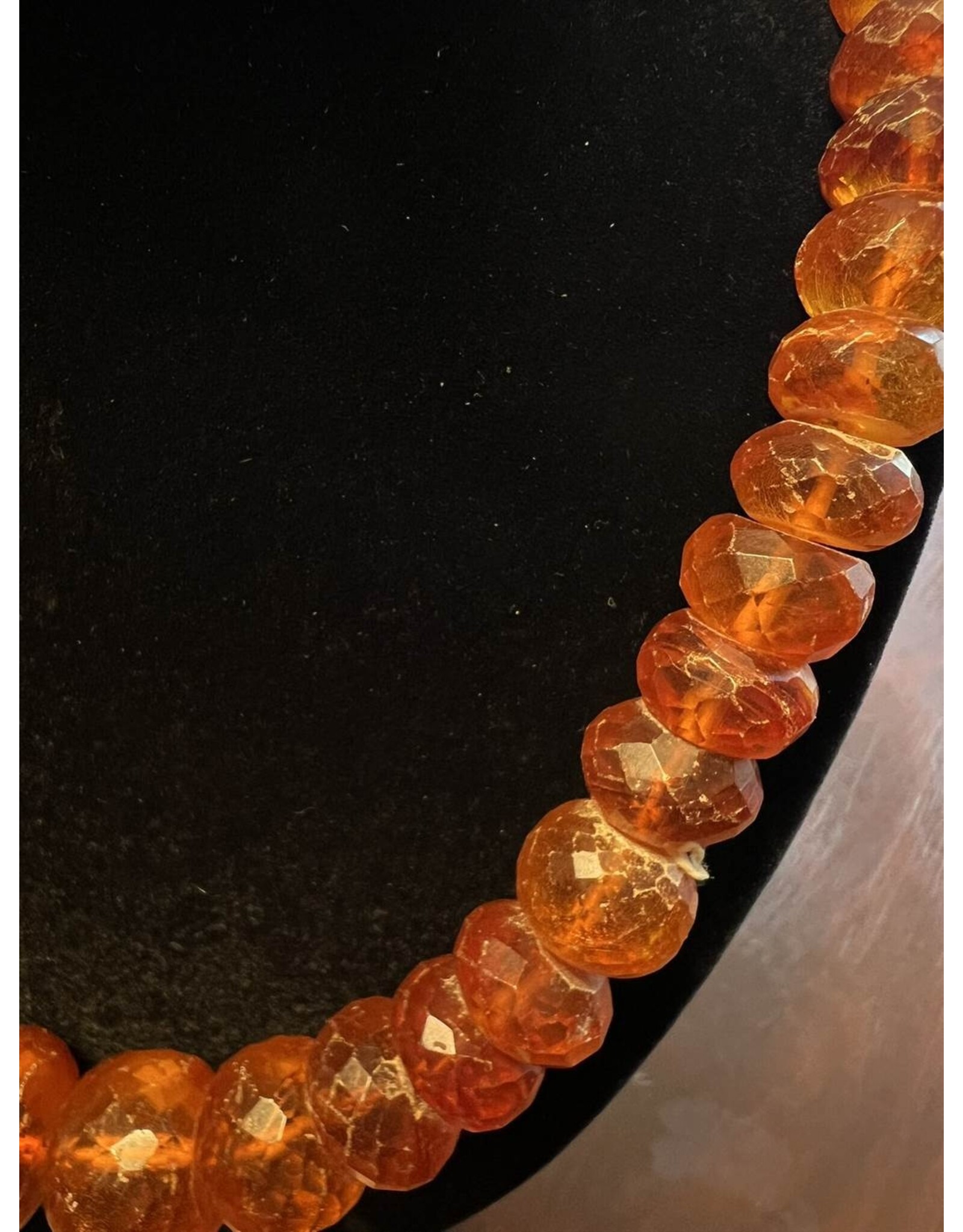 Necklace - rustic faceted amber, no clasp, 77g, 24" long