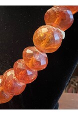 Necklace - rustic faceted amber, no clasp, 77g, 24" long