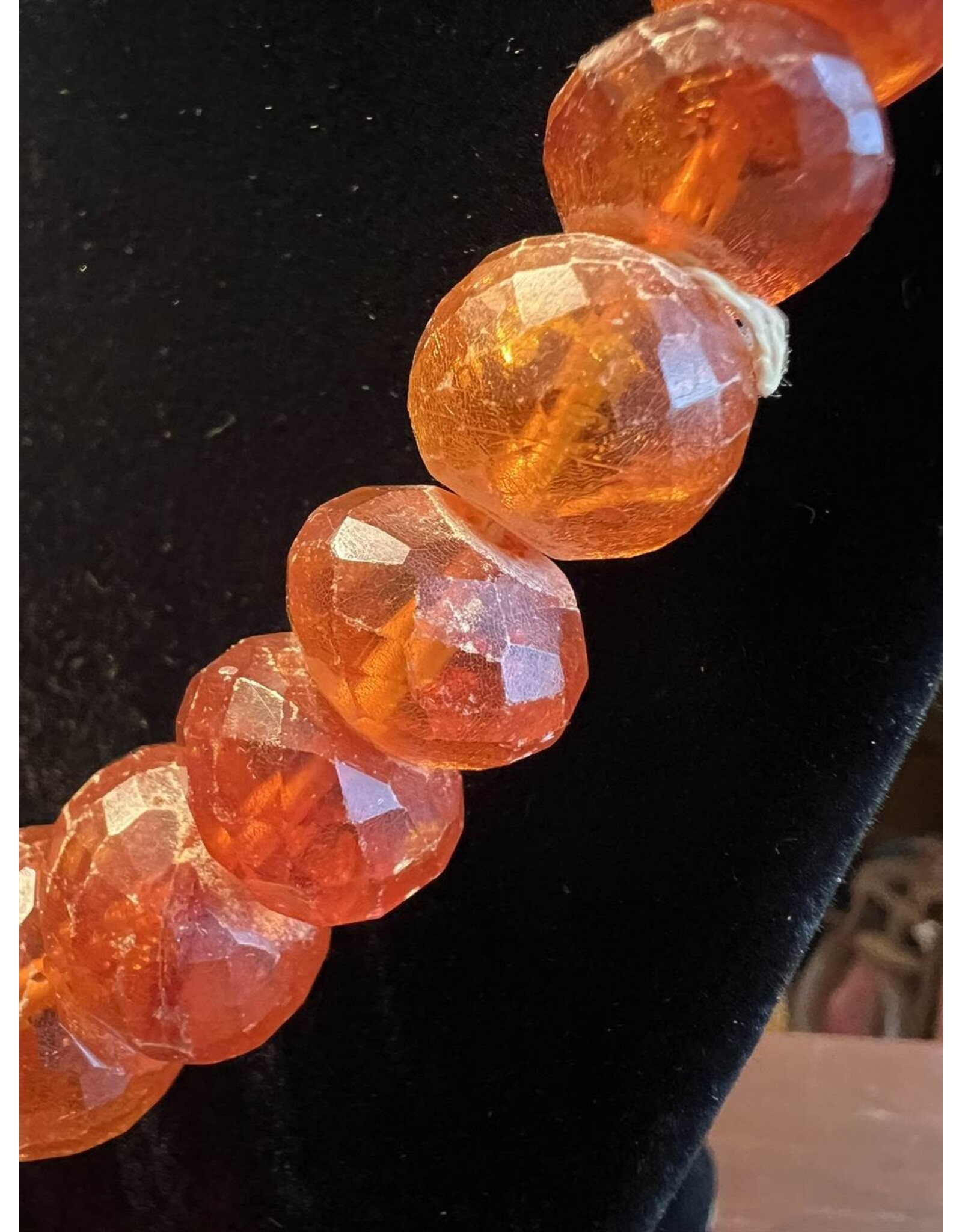 Necklace - rustic faceted amber, no clasp, 77g, 24" long