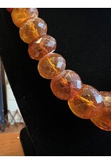 Necklace - rustic faceted amber, no clasp, 77g, 24" long