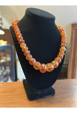 Necklace - rustic faceted amber, no clasp, 77g, 24" long