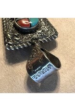 Pendant - Zuni lapidary sterling silver signed Bevis  Tsadiasi spinning