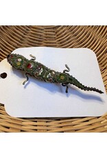 Brooch - Italian micromosaic marked jade lizard salamander