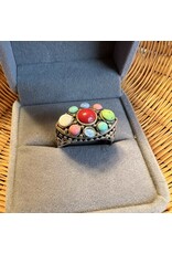 Ring - VINTAGE STERLING SILVER WITH SEMI PRECIOUS STONES RING, SIZE 9.5